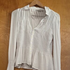 LOFT Women's Cream Textured Blouse